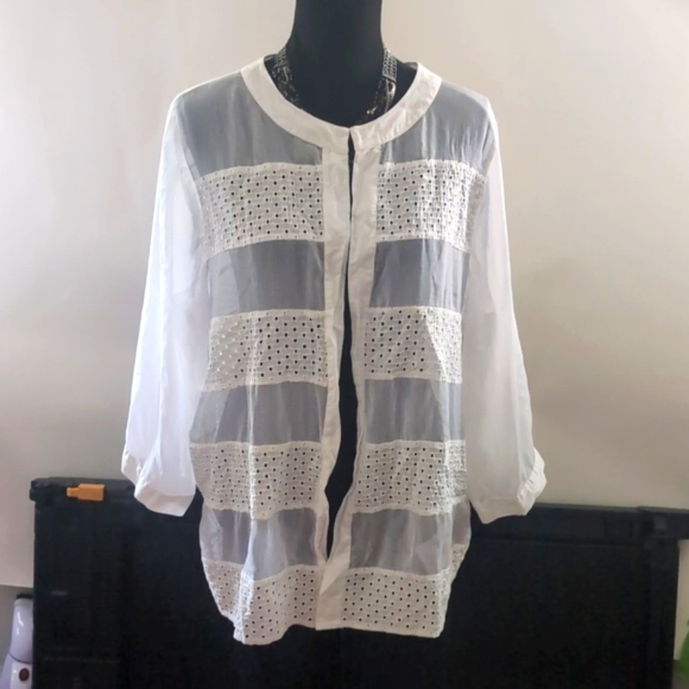 Chicos Easywear  Open Front Vacation Cardigan Cover Up Size Large